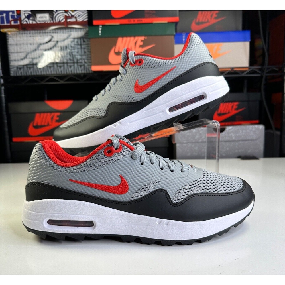 Nike Air Max 1 G Men's Golf‎ Shoes Gray Red White Sz 8.5 NEW CI7576-002